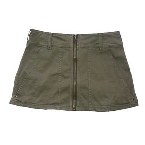 Free people green zipper mini skirt